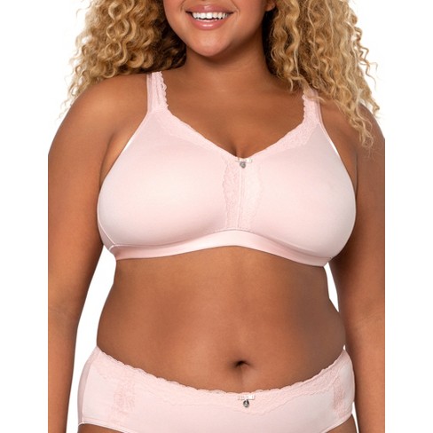 Curvy Couture Women's Cotton Luxe Unlined Wireless Bra Blushing Rose 36D