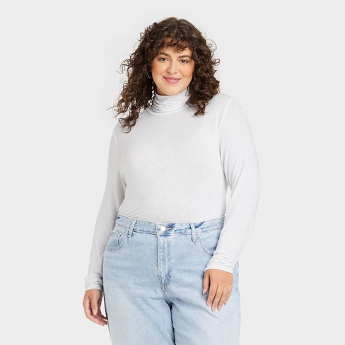 Women's Long Sleeve Mock Turtleneck T-shirt - Universal Thread™ White M :  Target