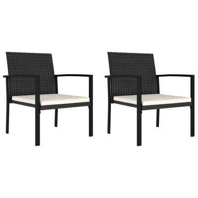 Patio Dining Chairs 2 pcs Poly Rattan Black vidaXL