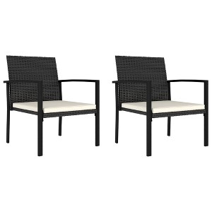 Patio Dining Chairs 2 pcs Poly Rattan Black vidaXL - 1 of 4
