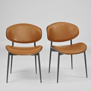 Art Leon Set of 2 Faux Leather and Bentwood Dining Chair with Metal Legs - 1 of 4