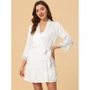 cheibear Women's Satin Silky Lounge Nightdress with Robe 2 Pcs Sleepwear Pajama Sets - 2 of 4