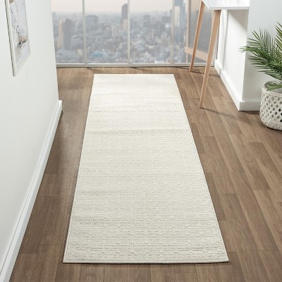 Luxe Weavers Solid Cream White Textured Area Rug