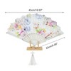 Unique Bargains Rose Print with Tassel Folding Fan 1 Pc - 2 of 4