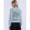 INSPIRE CHIC Women's Zip Up Long Sleeve Mesh Sheer Hoodie Bomber Jackets - 3 of 4