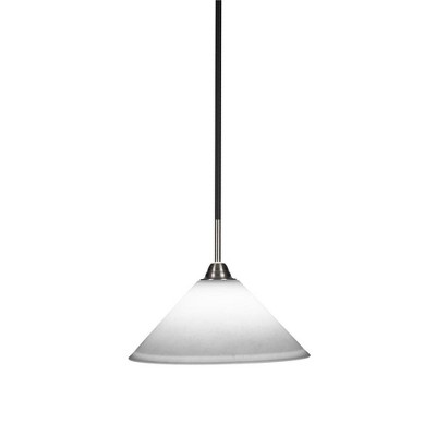 Toltec Lighting Paramount 1 - Light Pendant in  Matte Black/Brushed Nickel with 12" White Muslin Shade