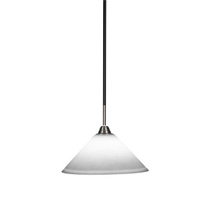 Toltec Lighting Paramount 1 - Light Pendant in  Matte Black/Brushed Nickel with 12" White Muslin Shade - 1 of 1