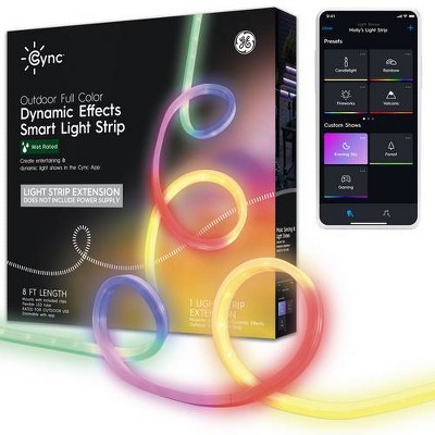 GE Cync Dynamic Effect 8ft Decorative Outdoor Light String: Multicolored LED Christmas String Lights, Electric, 1000000 Settings