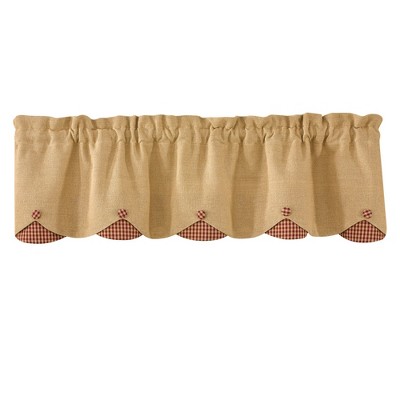 Park Designs Burlap & Check Lined Scallop Valance - 58''L - Beige