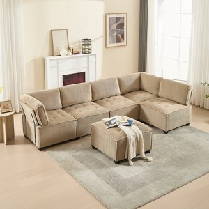 MOONMISS Modular 6- Seat  Sectional Sofa U Shaped Modular Couch with Reversible Chaise Modular Sofa Sectional Couch for Living Room - 1 of 4