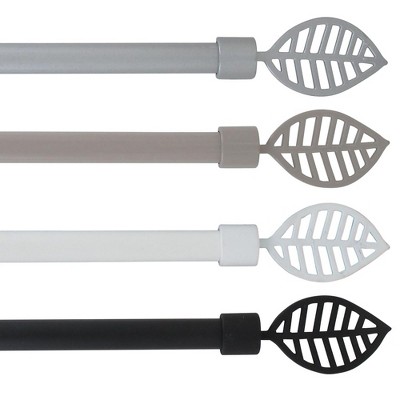 Taupe Adjustable Single Window Curtain Rod Set with Leaf Finials