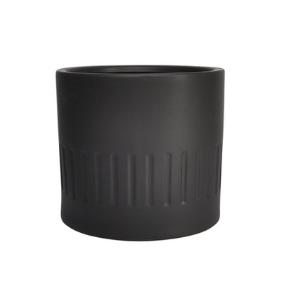 Sagebrook Home Planter with Ridges Ceramic Indoor Outdoor Pot Black 12"x12": Rust-Resistant, No Drainage Hole