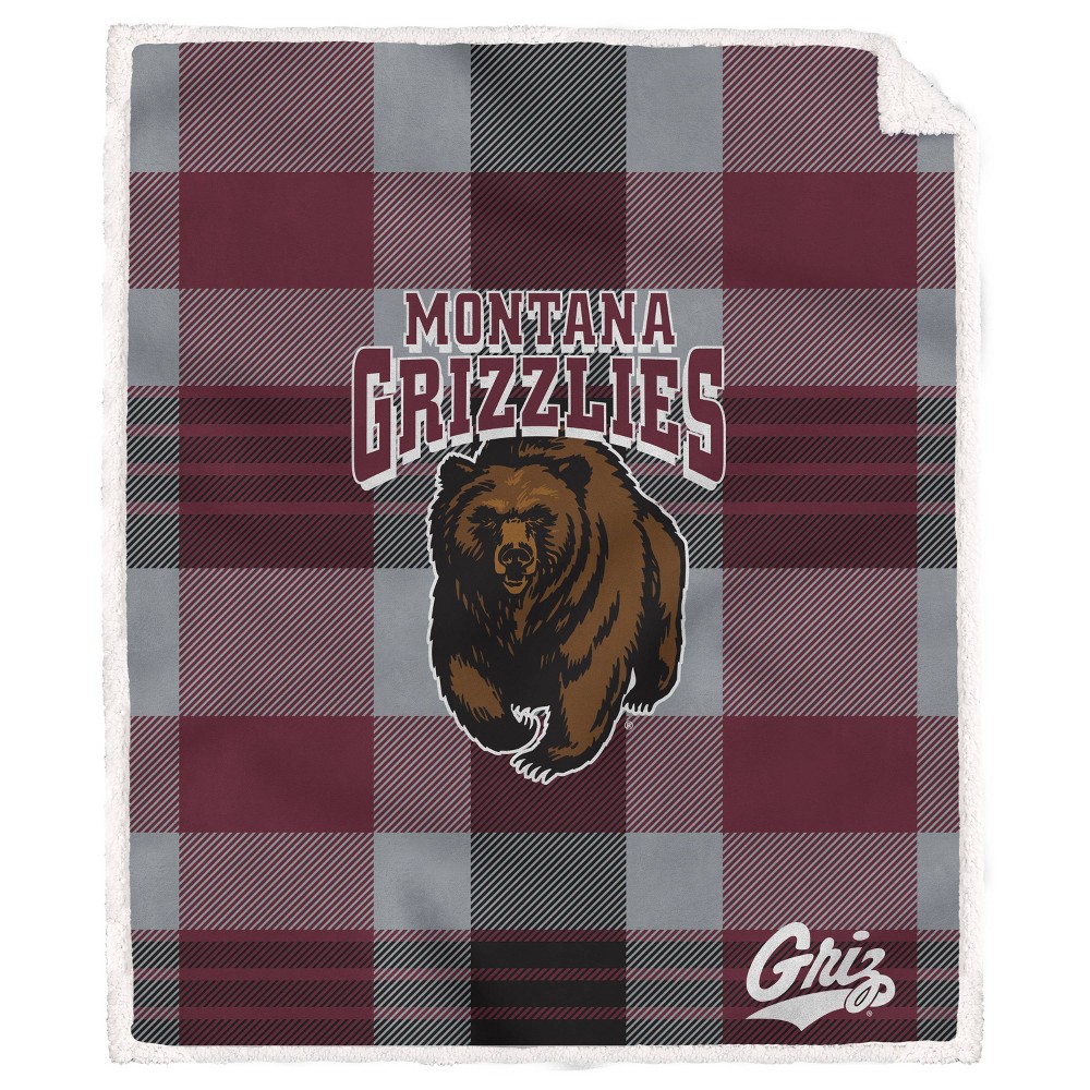 Photos - Duvet NCAA Montana Grizzlies Plaid Steel Royal Plush Faux Shearling Blanket