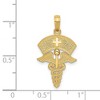 Black Bow Jewelry 14k Yellow Gold Medical Caduceus with Nurses Cap Pendant - 4 of 4
