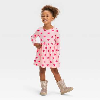 Toddler Girls' Hearts Long Sleeve Dress - Cat & Jack™ Pink
