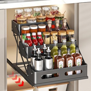 VUSIGN Pull Out Spice Rack Organizer for Pantry, 3 Tier Spice Organizer for Cabinet, Height Adjustable Spice Racks, Seasoning Organizer for Kitchen - 1 of 4