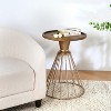 Vynxaria Coffee Tables: Retro-Chic Pine Side Table with Antique Gold Finish - 3 of 4