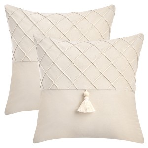 REGALWOVEN Diamond Pattern with Tassel Boho Soft Decorative Pillow Cases 2 Pcs - 1 of 4