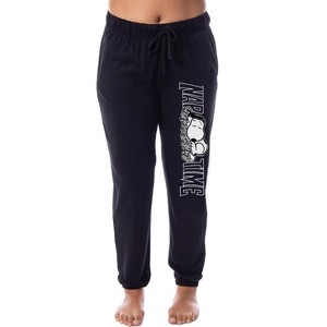 Peanuts Womens' Snoopy Nap Time Character Comic Sleep Jogger Pajama Pants Black - 1 of 3