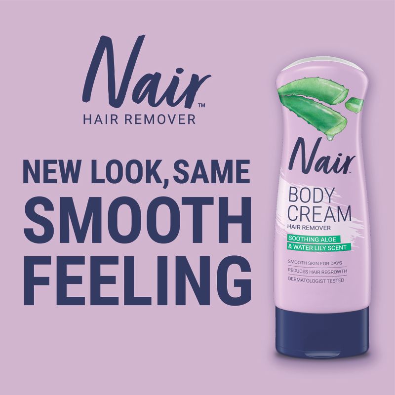 Nair Hair Removal Body Cream, Aloe and Water Lily - 9.0oz, 4 of 12
