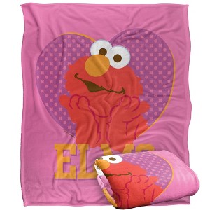 Kids' Sesame Street Patterned Elmo Heart Silky Touch Blanket White 36X58 - 1 of 4