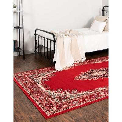 Elegant Medallion 6' x 9' Rectangular Red Synthetic Rug
