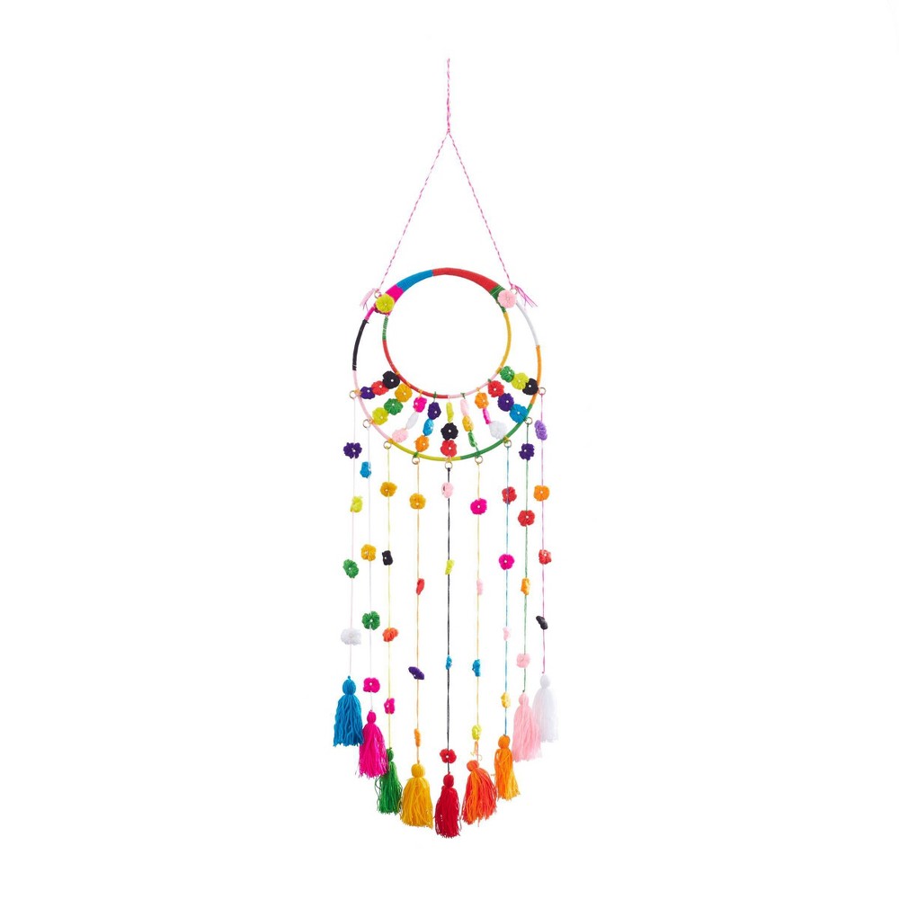 Photos - Garden & Outdoor Decoration Bohemian Wool Floral Wall Decor with Tassels and Pom poms - Olivia & May