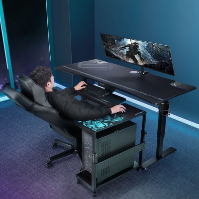 Mobile Height Adjustable CPU Cart with Mouse Pad，28.57 W x 11.81 D x 23.31 - 33.31 H，Black