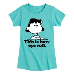 Girls' - Peanuts - Lucy This Is How Eye Roll Fitted Short Sleeve Graphic T-Shirt - 1 of 4