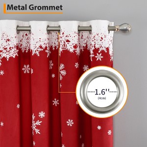 Christmas Red Curtains 52x84 Inch, Velvet Blackout Curtains, Christmas Reindeer Snowflake Window Drapes for Living Room Bedroom, 2 Panel Set - 1 of 4