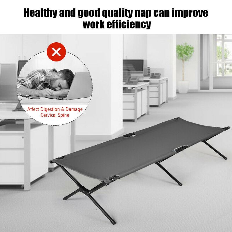 Costway Folding Camping Cot & Bed Heavy-Duty for Adults Kids w/ Carrying Bag 300LBS Grey, 4 of 11