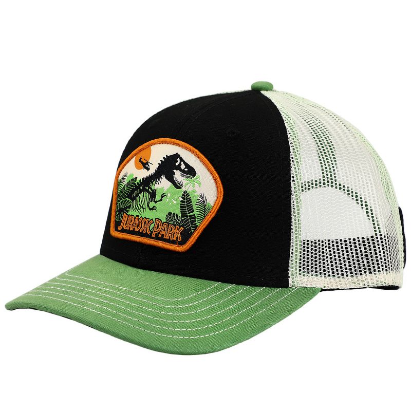 Jurassic Park Washed Canvas Trucker Hat with Embroidery Patch and Underbill Print Snapback hat, 2 of 7