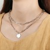 Unique Bargains Silver Tone Layered Necklaces Disc Pendant Paperclip Link Necklaces for Women 1PC - 2 of 4
