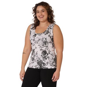 Rekucci Curvy Woman Travel in Style Scoop Neck Tank Top – Comfortable, Flattering & Wrinkle-Resistant - Black , 2X - 1 of 3