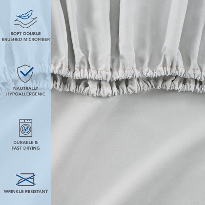 Twin XL Gray Brushed Microfiber Deep Pocket Fitted Sheets - Pack of 6