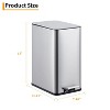 2.6 Gallon Trash Can, Stainless Steel Kitchen Garbage Can with Foot Pedal and Removable Inner Bucket, Bathroom Step Trash Bin for Home Office - 2 of 4