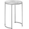 Vynxaria Contemporary Round Accent Table, White Marble Look Laminate, Grey Metal, 18.25" L x 18.25" W x 24" H - 3 of 4