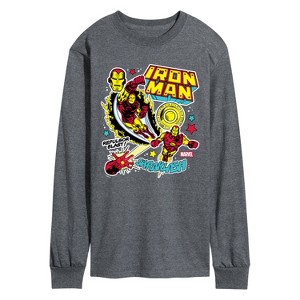 Men's - Marvel - Iron Man Sticker Style Long Sleeve Graphic T-Shirt - 1 of 4