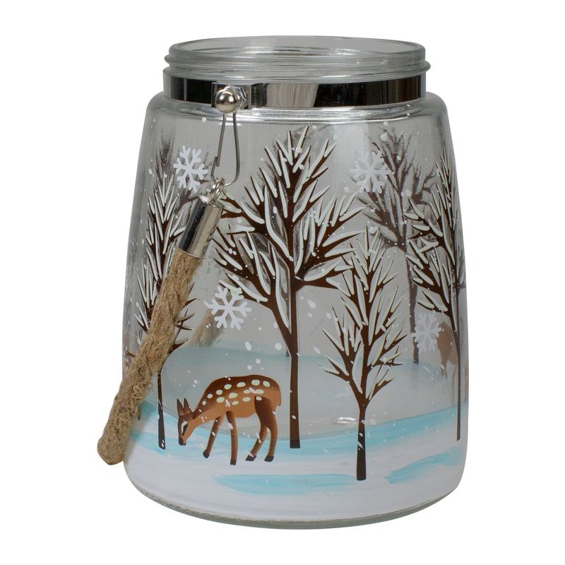Northlight 6.25" Trees and Fawns Flameless Glass Candle Lantern, 3 of 6