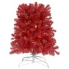 VisioGear Craft Activity Kits 6FT Artificial Fir Bent Top Halloween Christmas Tree, Holiday Decoration 1080 Lush Branch Tips, Red - 2 of 4