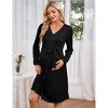 BLUEMING Maternity Sweater Dress for Baby Shower Party Wrap V Neck Puff Sleeve Tie Waist Pleated Midi Dresses - 4 of 4
