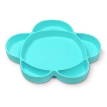 Grabease Silicone Suction Plate for Baby & Toddler Self-Feeding, 6-Section Dish With Stay-Put Grip, BPA and Phthalates-Free, (Teal)