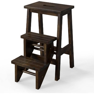 Tangkula 3 Tier Step Stool 3 in 1 Folding Ladder 24" Storage Shelf Multi-function
