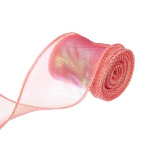 Unique Bargains Gift Wrapping Wide Sheer Wired Pastel Shimmer Iridescent Chiffon Ribbons 1 Pc - 1 of 4