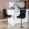 Set of 2 Swivel Velvet Bar Stools with Backs, Adjustable Height, Upholstered Barstools with Golden Base for Kitchen Island or Bar - Cuddlewood - 2 of 4