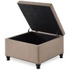 30"L (2.5ft) Square Storage Ottoman Bench, Upholstered Tufted Button Storage Bench With Nails Trim, Storage Toy Box Footrest Bench,linen - 3 of 4