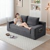 75'' Corduroy Memory Foam 2-in-1 Convertible Folding Loveseat Sofa with No Assembly, Compressed, Floor Lounge - 3 of 4