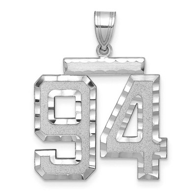 Black Bow Jewelry 14k White Gold, Varsity Collection, Large D/C Pendant, Number 94