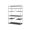 Open Bookshelf with Rustic Gray Wood and Chrome Metal Frame 72in Industrial Shelving for Home Office or Living Room-3irtyhousy - 2 of 4
