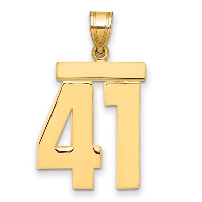 Black Bow Jewelry 14k Yellow Gold, Athletic Collection, Large Polished Number 41 Pendant